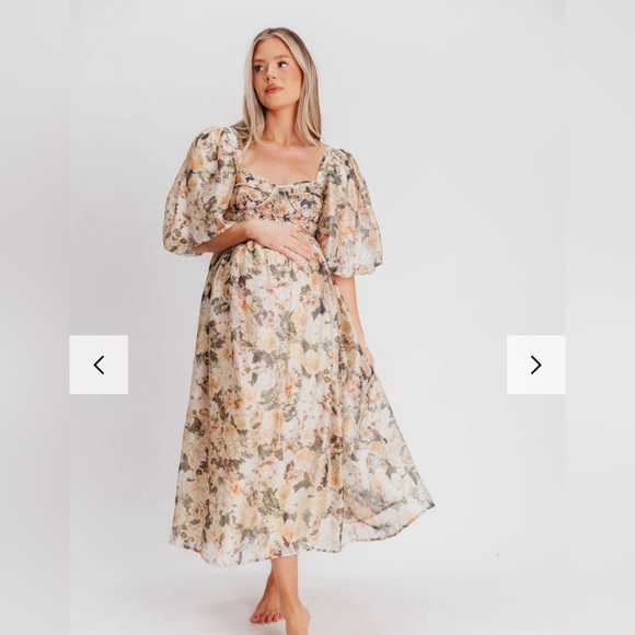 Worth Collective Harlow Maxi Dress in Champagne Floral Size Small Corset Smocked - Picture 2 of 14